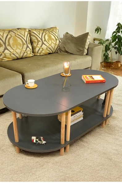 PEKA Çevir Kur 3'ü 1 Arada 2 Raflı Orta Sehpa Ve Dekoratif Yan Sehpa Antrasit - Resim 3