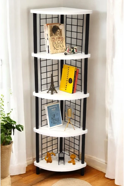 PEKA Çevir Kur 5 Raflı Dekoratif Köşe Rafı Aksesuar Rafı Kitaplık ürün görseli 1