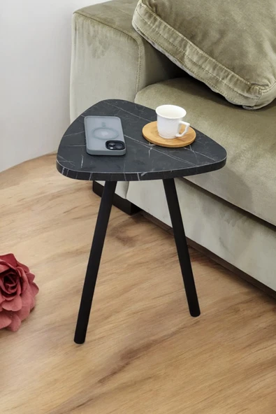 PEKA Yüksek Kalite Tekli Pena Üçgen Zigon Sehpa Çay Sehpası Servis Sehpası Boyalı Ahşap Ayaklı