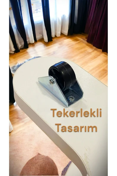 PEKA Yüksek Kalite Tekerlekli Laptop Sehpası Kahvaltı Masası Yan Sehpa - Resim 4