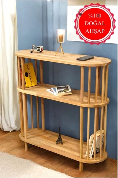 PEKA Lüx Natural Ahşap Dresuar Dekoratif Raflı Kahve Köşesi Konsol Modern Çok Amaçlı Raf ürün görseli