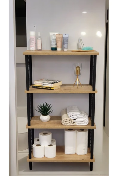PEKA Çevir Kur Banyo Düzenleyici 4 Raflı Banyo Dolabı Çok Amaçlı Dolap Geniş Kitaplık Mutfak Rafı - 3