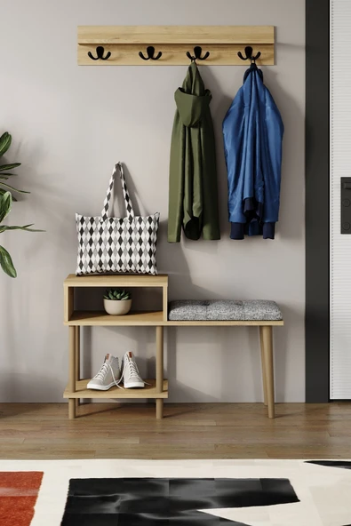 PEKA Puflu Ayakkabılık Raflı Ayakkabılık Iki Raflı Ayakkabılık-safir Meşe - Resim 2