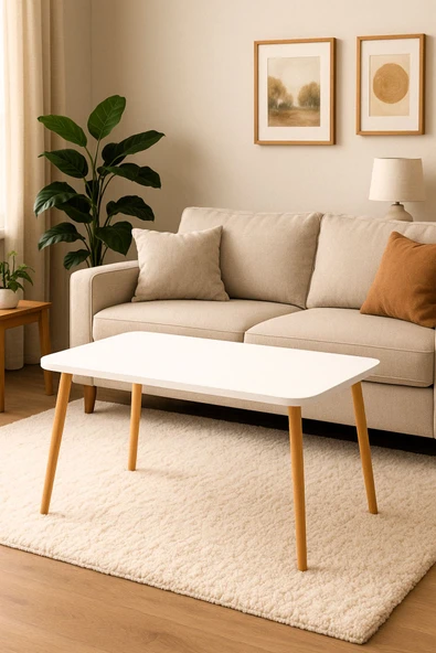 PEKA Dekoratif Orta Sehpa Ahşap Ayaklı Şık Tasarım ürün görseli 1