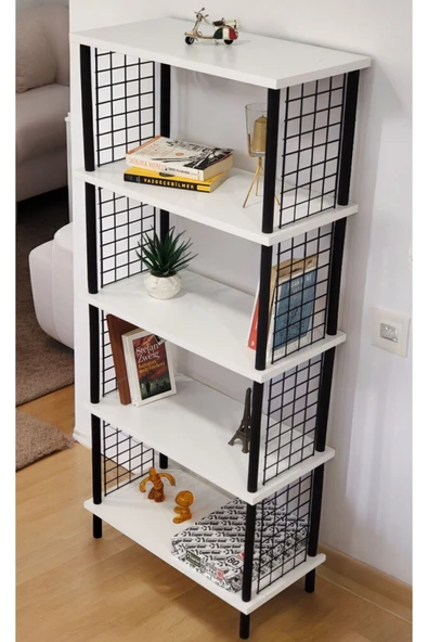 PEKA Kitap Yuvası 5 Raflı Geniş Kitaplık Ayakkabılık Banyo Düzenleyici Klasörlük Dekoratif Mutfak Rafı - Resim 4