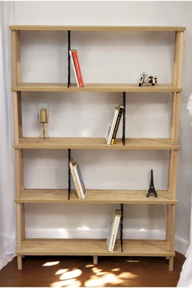 PEKA 5 Raflı Modern Dekoratif Geniş Kitaplık Klasörlük Çok Amaçlı Düzenleyici Raf - Resim 2