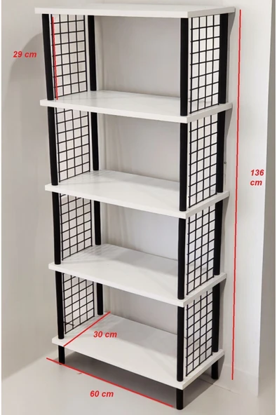 PEKA Kitap Yuvası 5 Raflı Geniş Kitaplık Ayakkabılık Banyo Düzenleyici Klasörlük Dekoratif Mutfak Rafı - Resim 6