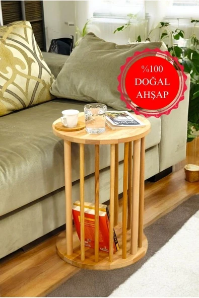 PEKA Lüx Naturel Ahşap C Sehpa Koltuk Sehpası Yan Sehpa Zigon Sehpa Servis Sehpası ürün görseli 1