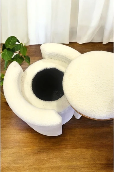 PEKA Çift Kullanımlı Sandıklı Özel Yapım Tedy Kumaş Silindir Puf Bench Sehpa - 3
