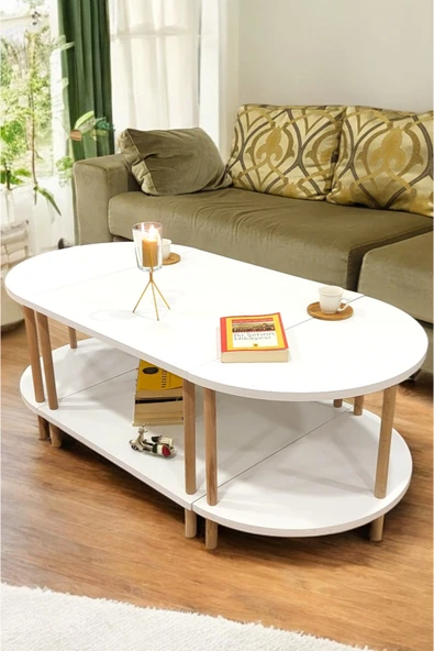 PEKA Çevir Kur 3'ü 1 Arada 2 Raflı Orta Sehpa Ve Dekoratif Yan Sehpa Gazetelikli ürün görseli 1