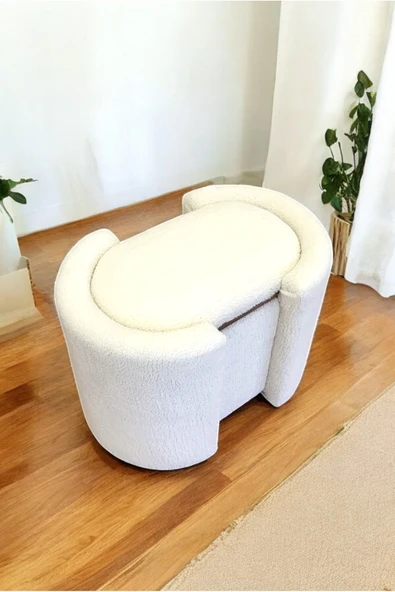 PEKA Çift Kullanımlı Sandıklı Özel Yapım Tedy Kumaş Silindir Puf Bench Sehpa - 3