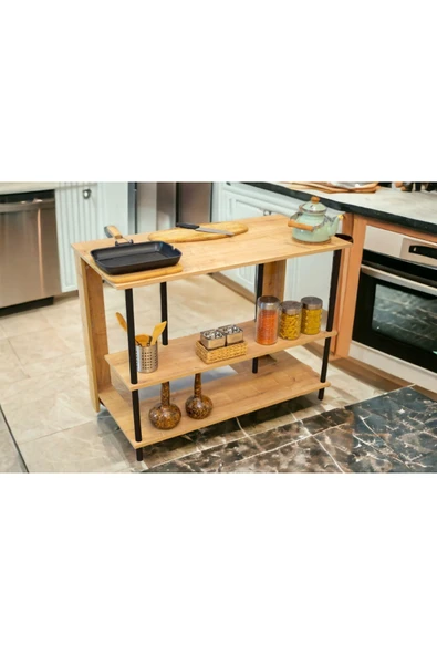 PEKA Yüksek Kalite Mutfak Adası 2 raflı Çok Amaçlı Yemek Masası Bango Bar Masası Kahve Köşesi - Resim 2