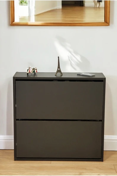 PEKA Düşer Kapaklı Ayakkabılık 4 Bölmeli 2 Kapaklı Kayar Raflı Dolap - Resim 3