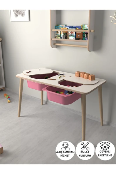 PEKA Çocuk Oyun Ve Aktivite Masası - Pembe Sepetli - 1