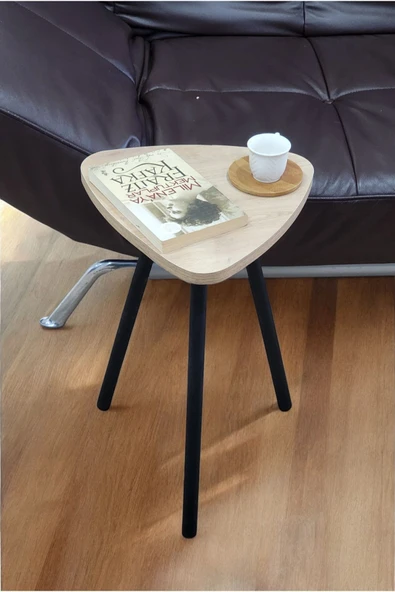 PEKA Yüksek Kalite Tekli Pena Üçgen Zigon Sehpa Çay Sehpası Servis Sehpası Boyalı Ahşap Ayaklı - 2