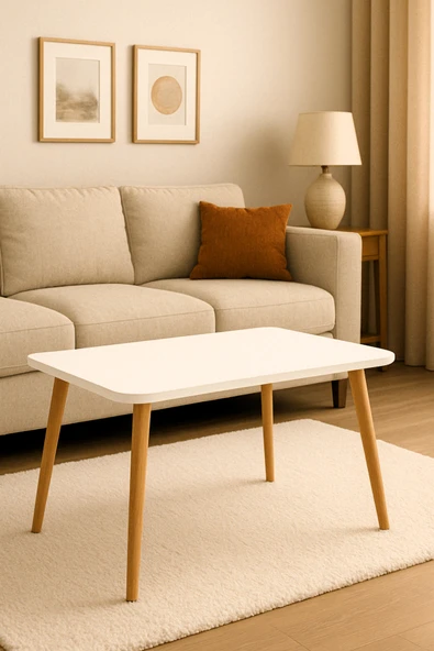 PEKA Dekoratif Orta Sehpa Ahşap Ayaklı Şık Tasarım - Resim 2