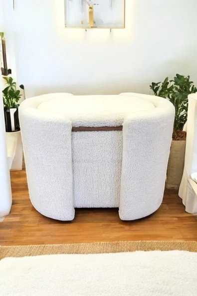 PEKA Çift Kullanımlı Sandıklı Özel Yapım Tedy Kumaş Silindir Puf Bench Sehpa - 4