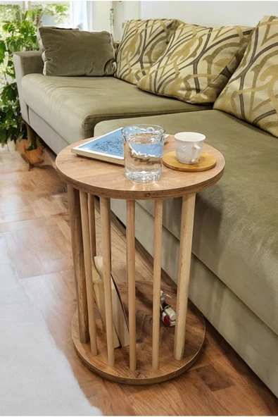 PEKA Ahşap Ayaklı C Sehpa Koltuk Sehpası Yan Sehpa Zigon Sehpa Servis Sehpası - Resim 2