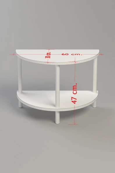 PEKA Yarım Daire Yan Sehpa - Salon - Oturma Odası Zigon Sehpa - Antrasit - Resim 4