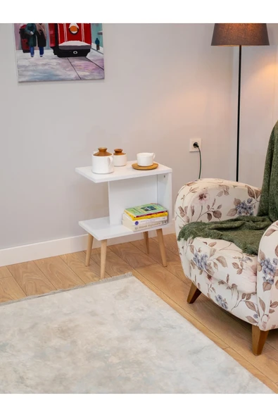 PEKA Yan Sehpa - Salon - Oturma Odası Zigon Sehpa - Beyaz - Resim 2