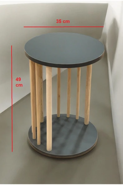 PEKA Ahşap Ayaklı C Sehpa Koltuk Sehpası Yan Sehpa Zigon Sehpa Servis Sehpası - Resim 5