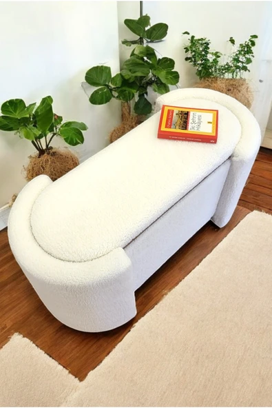 PEKA Çift Kullanımlı Sandıklı Yatak Ucu Tedy Kumaş Silindir Puf Bench Sehpa - 3