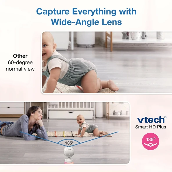 VTech Akıllı WiFi Bebek Monitörü, 2K CMOS Sensörlü 5.5 Inc - 1 Kamera - 4
