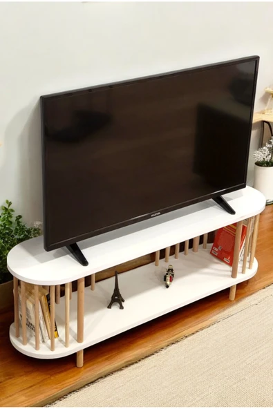 PEKA Tv Sehpası Raflı Tv Ünitesi Televizyon Sehpası Ahşap Ayaklı - 3