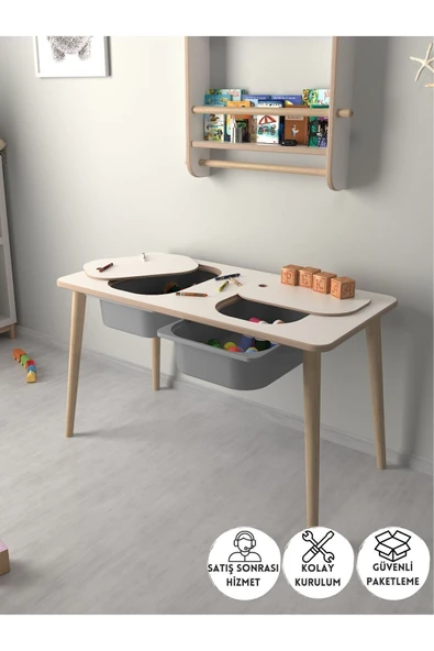 PEKA Çocuk Oyun Ve Aktivite Masası - Gri Sepetli ürün görseli