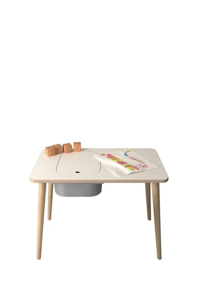 PEKA Çocuk Oyun Ve Aktivite Masası - Gri Sepetli - Resim 4