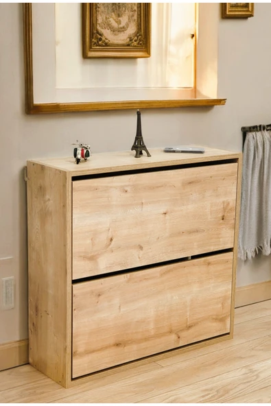 PEKA Düşer Kapaklı Ayakkabılık 4 Bölmeli 2 Kapaklı Kayar Raflı Dolap