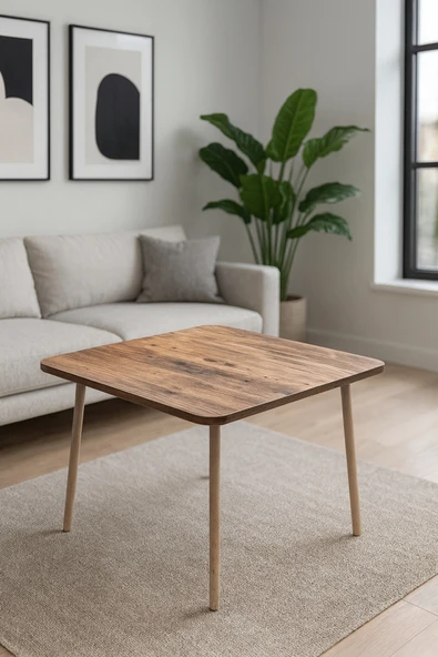 PEKA Dekoratif Kare Orta Sehpa Ahşap Ayaklı Şık Tasarım ürün görseli 1