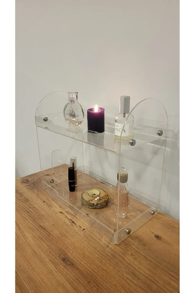 HomeSide İki Katlı Makyaj ve Takı Düzenleyici - Masa Üstü Parfüm Standı, Banyo Organizer Rafı - 2