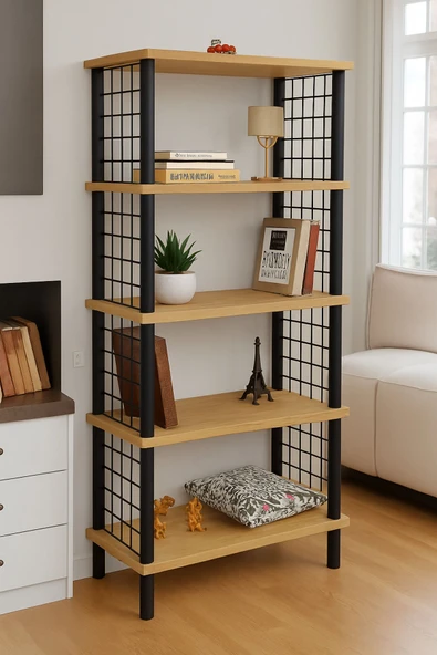 PEKA Kitap Yuvası 5 Raflı Geniş Kitaplık Ayakkabılık Banyo Düzenleyici Klasörlük Dekoratif Mutfak Rafı