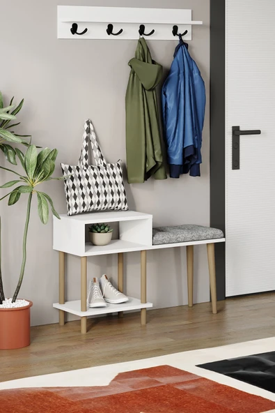 PEKA Puflu Ayakkabılık Raflı Ayakkabılık Iki Raflı Ayakkabılık-beyaz - Resim 3