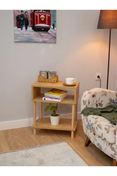 PEKA Yan Sehpa - Salon - Oturma Odası Zigon Sehpa - Safir Meşe - Resim 4