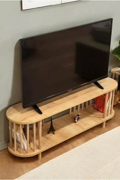 PEKA Tv Sehpası Raflı Tv Ünitesi Televizyon Sehpası Ahşap Ayaklı - Resim 3