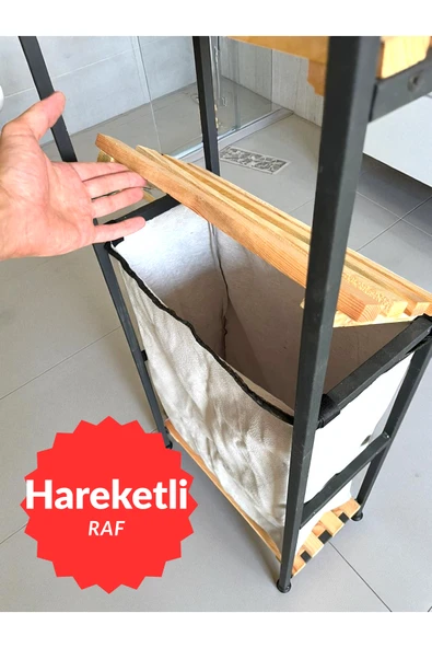 PEKA 2 Raflı Çamaşır Sepeti Banyo Düzenleyici Raf Kirli Sepeti - 3
