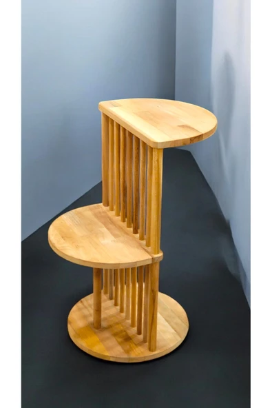 PEKA Lüx Naturel Ahşap Yan Sehpa 3 Raflı Yan Sehpa Ahşap Koltuk Sehpası - Resim 5