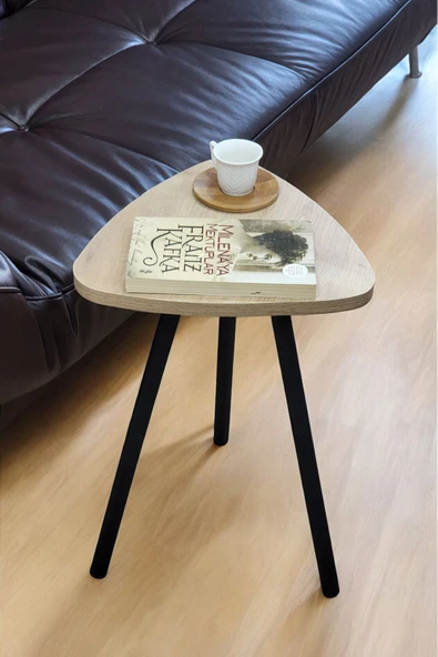 PEKA Yüksek Kalite Tekli Pena Üçgen Zigon Sehpa Çay Sehpası Servis Sehpası Boyalı Ahşap Ayaklı - 3