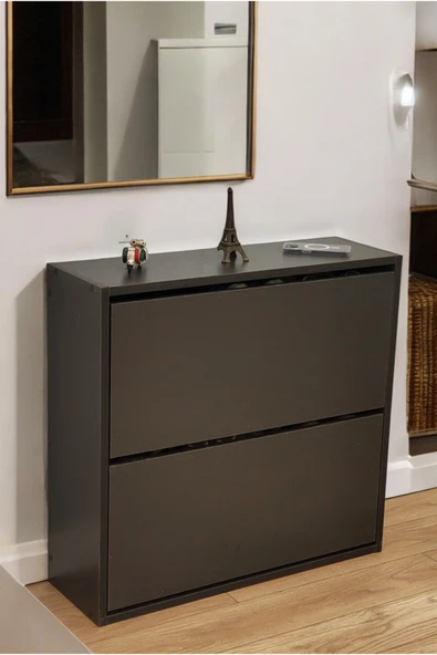 PEKA Düşer Kapaklı Ayakkabılık 4 Bölmeli 2 Kapaklı Kayar Raflı Dolap ürün görseli 1