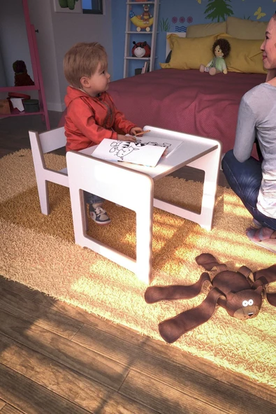 PEKA Montessori Çocuk Oyun Ve Aktivite Masası Ve Sandalye - Resim 3