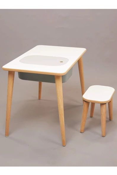 PEKA Çocuk Oyun Etkinlik Çalışma Masası Sepetli Ahşap Mdf Masa Takımı - Resim 3
