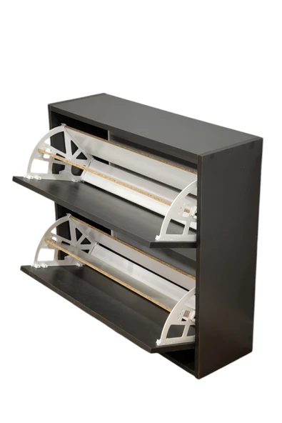 PEKA Düşer Kapaklı Ayakkabılık 4 Bölmeli 2 Kapaklı Kayar Raflı Dolap - Resim 5