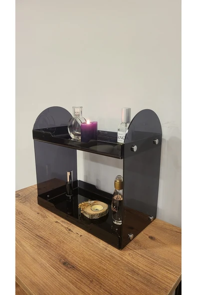 HomeSide İki Katlı Makyaj ve Takı Düzenleyici - Masa Üstü Parfüm Standı, Banyo Organizer Rafı - 2