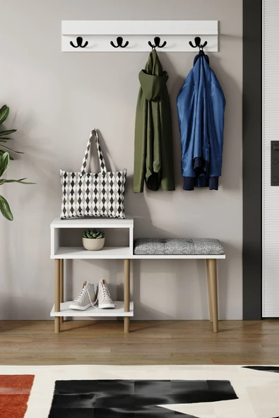 PEKA Puflu Ayakkabılık Raflı Ayakkabılık Iki Raflı Ayakkabılık-beyaz - Resim 2