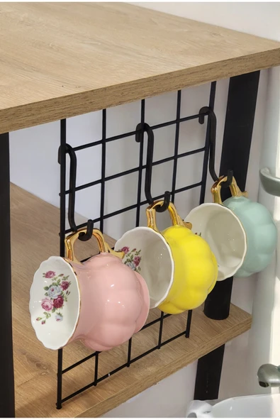 PEKA Huzurlu Mutfak Rafı Mikrodalga Rafı Tezgah Üstü Raf Baharatlık 2 Raflı Düzenleyici Kanca Hediyeli - Resim 5