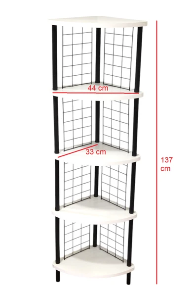 PEKA Çevir Kur 5 Raflı Dekoratif Köşe Rafı Aksesuar Rafı Kitaplık - Resim 4