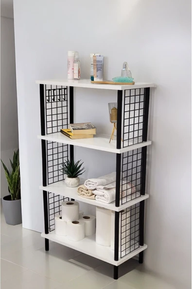 PEKA Çevir Kur Banyo Düzenleyici 4 Raflı Banyo Dolabı Çok Amaçlı Dolap Geniş Kitaplık Mutfak Rafı - 3