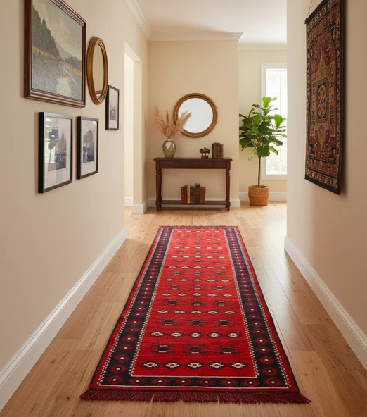 Etnik Motifli Otantik Dekoratif Kilim Desenli Halı (80cmx300cm) M1